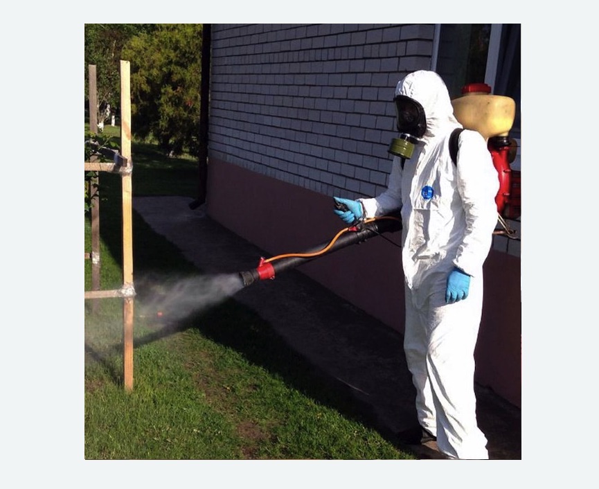 травля клещей на участке в Обручевском районе Москвы